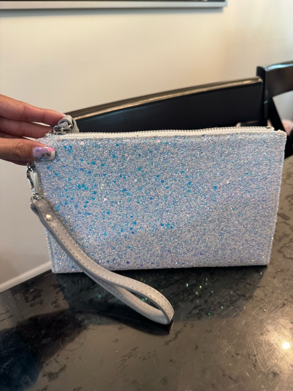 Glitter Wristlet Clutch - White Sparkle